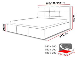 Čalouněná manželská postel 180x200 GLENDALE 1 - světlá šedá