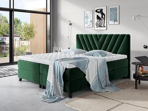 Boxspringová postel 180x200 CAITLYN - zelená + topper ZDARMA