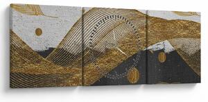 Obraz - Zlaté pírka (s hodinami) (90x30 cm)