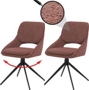 Sada 2 jídelních židlí HWC-N73, kuchyňská židle, otočná s automatickým návratem, látka/textil boucle (540 g/m²) Oeko-Tex hnědá