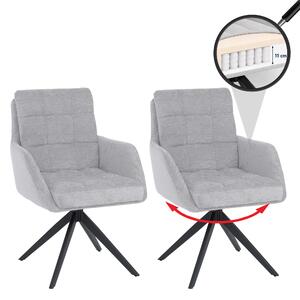 Sada 2 kusů jídelních židlí HWC-Q36, otočná kuchyňská židle s automatickým návratem, látka Chenille (680 g/m²) s certifikátem Öko-Tex, kovová konstrukce MVG béžová