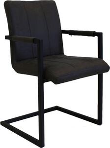 Happyment jídelní židle Levino - černé mikrovlákno - kovové nohy - 1 kus - výška sedáku 46 cm - Deluxe