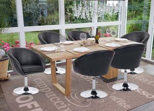 Sada 6 jídelních židlí HWC-F19, kuchyňská židle otočná židle lounge chair, otočná výškově nastavitelná Imitace kůže černá