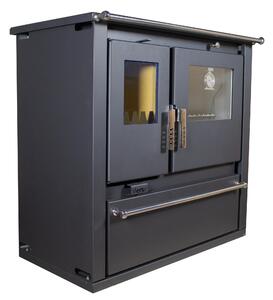 EEK A+ - Sporák na dřevo Verso CS Plus Inox 7,7 kW s troubou, varnou deskou a přihrádkou na dřevo