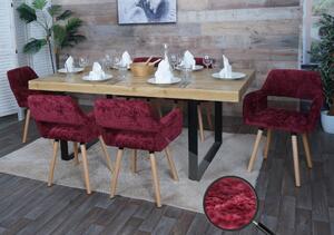 Sada 6 jídelních židlí HWC-A50 II, kuchyňská židle čalouněná židle, dřevěná tkanina/textilní šenil (465 g/m²) bordeaux