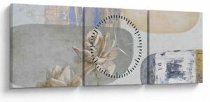 Obraz - Malba s květy a texturami (s hodinami) (90x30 cm)