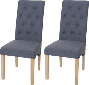 Sada 2 jídelních židlí HWC-O65e, kuchyňská židle Čalouněná židle, Chesterfield látka/textil (280 g/m²), tmavě šedá