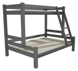 Dětská patrová postel s rozšířeným spodním lůžkem z masivu ROBUST 8X8 6A - 200x80 cm