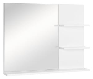 Zrcadlo kleankin s nástěnnou montáží a 3 vestavěnými policemi 60x10x48 cm Bílá | Aosom