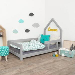 Dětská domečková postel z masivu 180x90 cm POPPI se zábranami