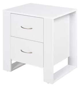 HOMCOM Noční stolek se 2 zásuvkami, nohami a vyvýšeným podstavcem pro ložnici, moderní styl 48x39x54 cm Bílý | Aosom
