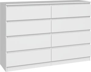 VBChome Komoda s 8 zásuvkami 140 x 40 x 97 cm Bílá Bezúchytková komoda Víceúčelová skříňka do předsíně Ložnice Obývací pokoj Dětský pokoj Moderní