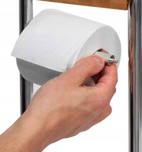 Držák toaletního papíru s WC štětkou - kov/bambus