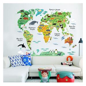 Nástěnná dětská samolepka Ambiance World Map, 73 x 95 cm