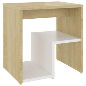 Noční stolek bílý a dub sonoma 40 x 30 x 40 cm dřevotříska
