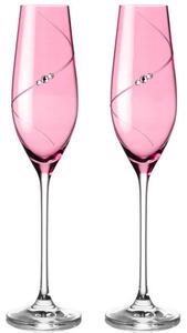 Diamante skleničky na šampaňské Silhouette City Pink s kamínky Swarovski 210 ml 2KS