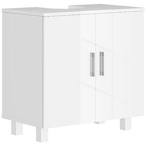 HOMCOM Skříňka pod umyvadlo s podstavcem, koupelnová skříňka se 2 dvířky, 2 policemi a protiskluzovým systémem, 60x35x60 cm, bílá | Aosom