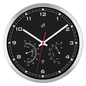 Auriol® Nástěnné hodiny s ukazatelem teploty a vlhkosti vzduchu (stříbrná/černá) (100380372002)