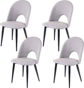 Sada 4 jídelních židlí HWC-D73, židle kuchyňská židle, látka/textil šedá