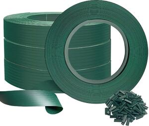 VOUNOT® krycí pásky pro plotové panely s dvojitými tyčemi, 300 m x 4,7 cm, PVC krycí plot s 600 sponkami, zelený