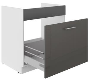 LARA gr | dolní skříňka 80ZL 1S dřezová s výsuvem | 80 cm | PREMIUM BOX | šedá lesk