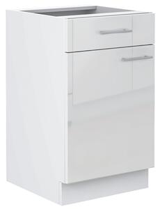 LARA wh | dolní skříňka 50D 1F1S policová se zásuvkou | 50 cm | UNI | PREMIUM BOX | bílá lesk