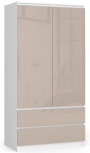 Ak furniture Šatní skříň Star 90 cm bílá/cappuccino lesk