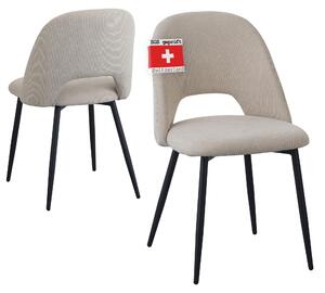 Jídelní židle Albatros s manšestrovým potahem, sada 2 židlí SILVI, béžová - stylový vintage design, manšestrový potah, čalouněná židle testovaná SGS - moderní židle do kuchyně, jídelny nebo jídelního stolu