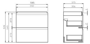 Cersanit Moduo skříňka 59.5x37.5x57 cm závěsná pod umyvadlo šedá S929-003