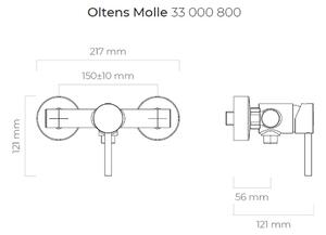 Oltens Molle sprchová baterie nastěnná zlatá 33000800