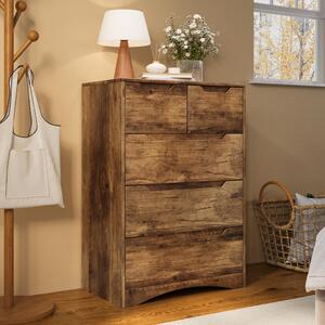 Komoda Bealife 72x41x94 cm | 3 + 2 zásuvky | Retro barva | Vyrobeno z MDF | S ochranou proti převrácení a s pojezdy zásuvek | AP23