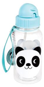 Modrá dětská láhev s brčkem Rex London Miko The Panda, 500 ml