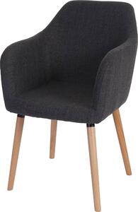 Jídelní židle Malmö T381, židle kuchyňská židle, retro design 50. let textil, šedá, světlé nohy
