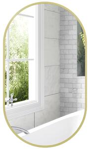 HOMCOM Oválné zrcadlo do koupelny 40x70 cm s hliníkovým rámem Dekorativní nástěnné zrcadlo Horizontální nebo vertikální pro obývací pokoj, vstup nebo
