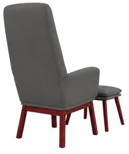 Relaxační křeslo, s podnožkou, odpočinkové, masivní kaučukovník/kov/textil, 95x76x71 cm, nohy tmavé/světle šedá, Dekorino KR20260084