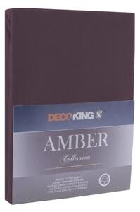 Hnědé džersejové elastické prostěradlo DecoKing Amber Collection, 140/160 x 200 cm