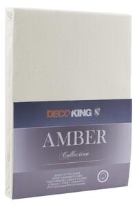 Krémově bílé džersejové prostěradlo DecoKing Amber Collection, 180/200 x 200 cm