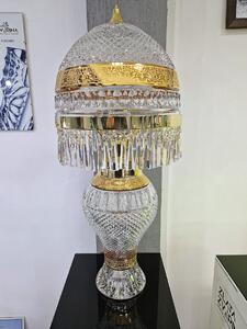Aleš Zvěřina - Studio AZ-DESIGN Vysoká stolní lampa z masivního křišťálového skla zdobená 24karátovým zlatem TL-karin-125406-GOLD
