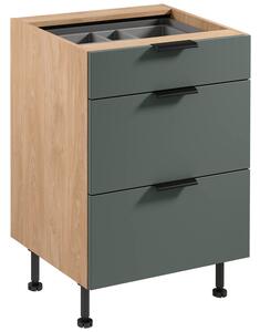 SORENTO pg | dolní skříňka D60S3 se zásuvkami a příborníkem | 60 cm | puccini/zelená