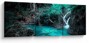 Obraz - Tyrkysové jezero (s hodinami) (90x30 cm)