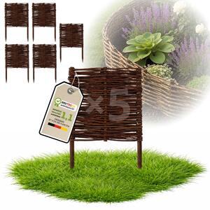 Floranica 5 kusů Vrbový plot 40 cm x 30 cm – Zahradní plot z vrbového proutí Palisáda Přírodní oplocení Ohraničení záhonu