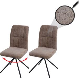 Sada 2 jídelních židlí HWC-N99, kuchyňská židle, otočná s automatickým návratem, tkanina/textil šenil (340 g/m²) Oeko-Tex světle hnědá