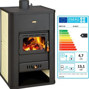 Krbová kamna PRITY S3 W17 s vodním výměníkem Kamna pro ústřední topení - 17,8 Kw