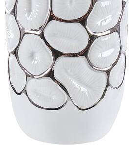 Kamenina Dekorativní váza 28 Bílá Stříbrná CENABUM