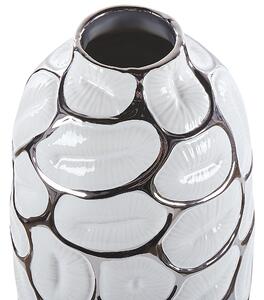 Kamenina Dekorativní váza 28 Bílá Stříbrná CENABUM
