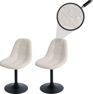 Sada 2 jídelních židlí HWC-A60, kuchyňská židle otočná židle, ocel Tkanina /textil bouclé (450g/m²) béžová