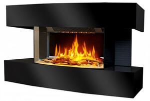 CHEMIN'ARTE - Elektrický nástěnný krb Lounge Medium Black 82 cm LED efekt plamene, programovatelné topení, dálkové ovládání