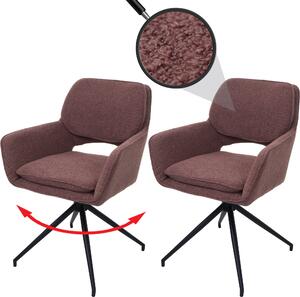 Sada 2 jídelních židlí HWC-N74, kuchyňská židle, otočná s automatickým návratem, tkanina bouclé (540g/m²) Oeko-Tex světle hnědá