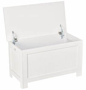 HOMCOM Úložná truhla do ložnice s víkem, víceúčelová truhla s bezpečnostním kloubem pro chodbu či obývací pokoj 81x40x46 cm Bílá | Aosom