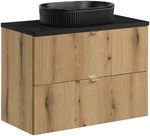 Sada skříňka Comad Nova Oak NOVA OAK A 82-80-2S, umyvadlo Comad Beyond BEYOND 5 BLACK ( E-6564 ), NOVA BLACK B 89-80
